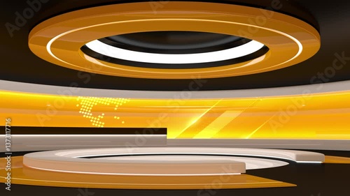 Tv studio. News room. Studio Background. Newsroom bakground. Backdrop for any green screen or chroma key video production. Loop. 3D rendering. 