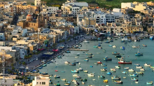 Traditional old fishing Marsaxlokk village. Maltese island, 