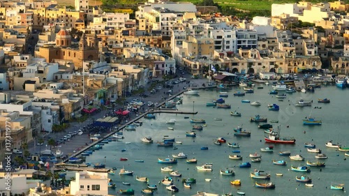 Traditional fishing Marsaxlokk village. Malta island