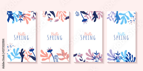 Social media stories and Main Feed cover. Background template with copy space for text and images, Floral fine arts , floral and leaves 