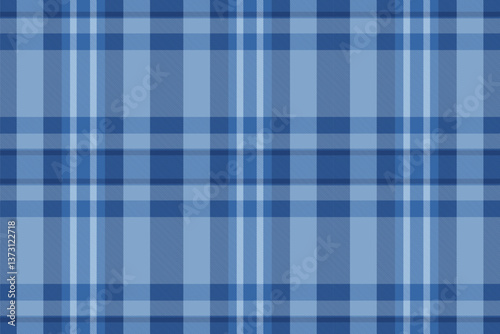 Official fabric plaid background, decorating pattern texture textile. Smooth check seamless tartan vector in blue and light colors.