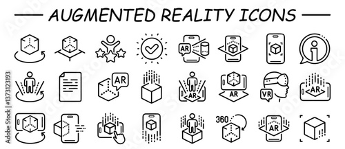 Augmented reality AI line icons VR simulation vector image