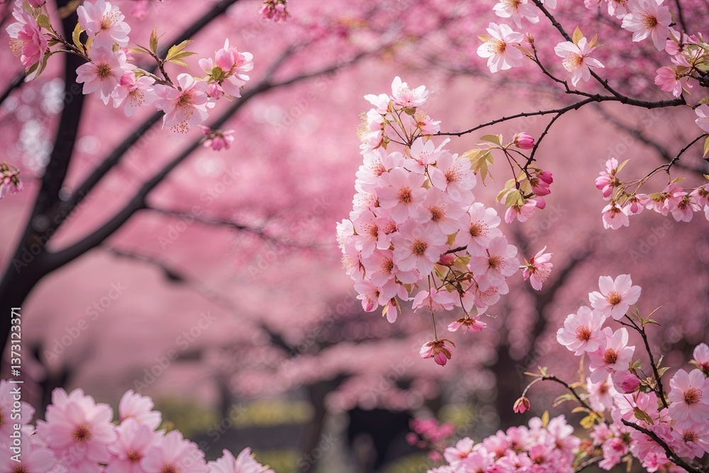 Pink Sakura Background with Floral Blooms Capturing the Beauty of Springtime Nature Pink Sakura Background with Floral Blooms Capturing the Beauty of Springtime Nature