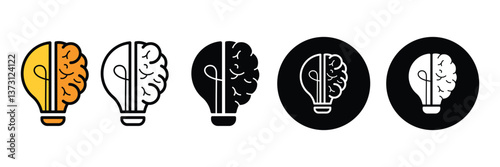 Set of brain icon collection. brain storm power, Containing creativity, brain, idea, creative, light bulb symbol. Vector Illustration.