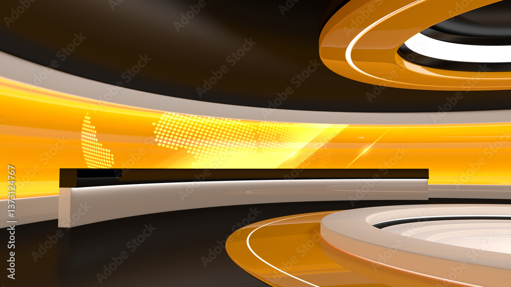 Tv Studio. Backdrop for TV shows .News studio. The perfect backdrop for any green screen or chroma key video or photo production. 3D rendering.