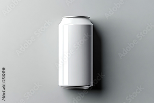 Blank beverage can on gray background,  mockup for design 