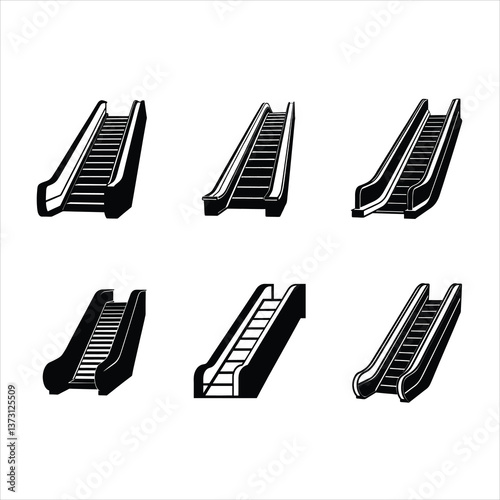 Escalator silhouette vector illustration icons