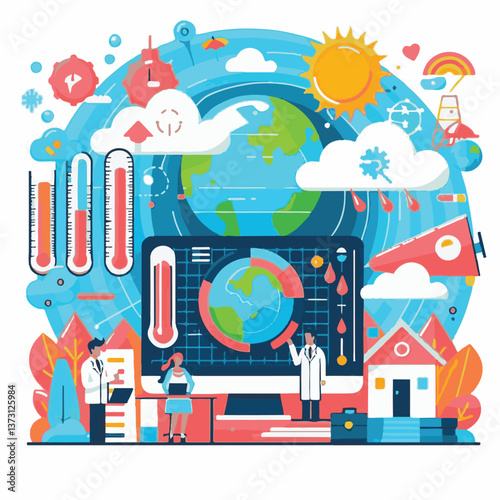 meteorology, weather, climate, cloud, earth, background, temperature, environment, nature, world, forecast, poster, season, meteorological, illustration, march, vector, rain, sky, world meteorological