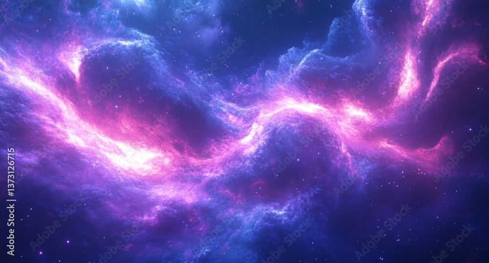 Fototapeta premium Vivid nebula with swirling purple and blue hues in a cosmic scene