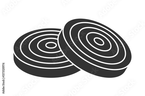 Two checkers or draughts board game pieces in silhouette vector style photo
