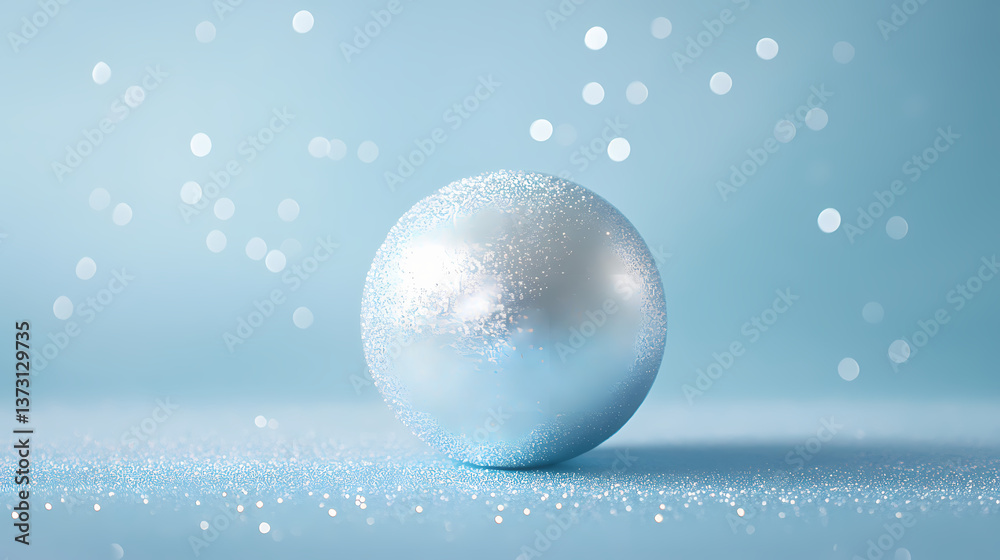 Silver sphere on blue background with subtle gradient, decoration, silver, shimmering. Subtle Shimmer. Illustration Silver sphere on blue background with subtle gradient, decoration, silver, shimmering. Subtle Shimmer. Illustration