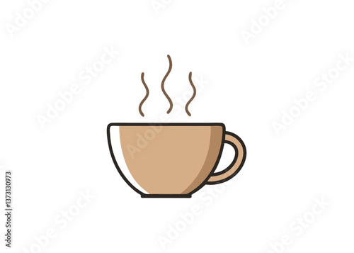 Minimalist Black Coffee Cup Icon with Steam – Simple Silhouette on White Background, Minimalist black coffee cup icon with steam, perfect for branding, menus, or digital products