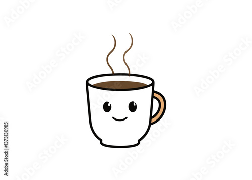 Minimalist Black Coffee Cup Icon with Steam – Simple Silhouette on White Background, Minimalist black coffee cup icon with steam, perfect for branding, menus, or digital products