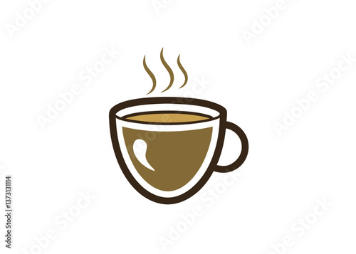 Minimalist Black Coffee Cup Icon with Steam – Simple Silhouette on White Background, Minimalist black coffee cup icon with steam, perfect for branding, menus, or digital products