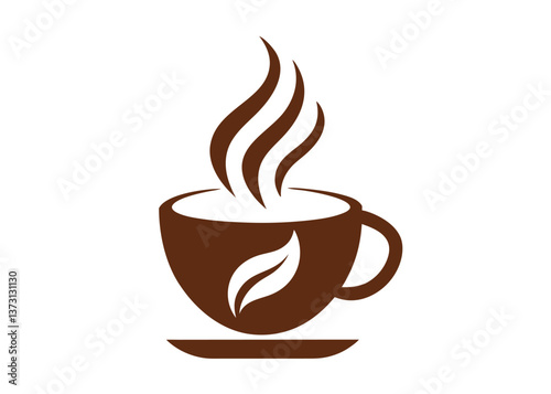 Minimalist Black Coffee Cup Icon with Steam – Simple Silhouette on White Background, Minimalist black coffee cup icon with steam, perfect for branding, menus, or digital products