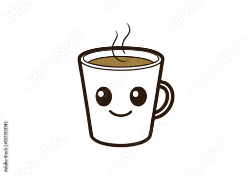 Minimalist Black Coffee Cup Icon with Steam – Simple Silhouette on White Background, Minimalist black coffee cup icon with steam, perfect for branding, menus, or digital products
