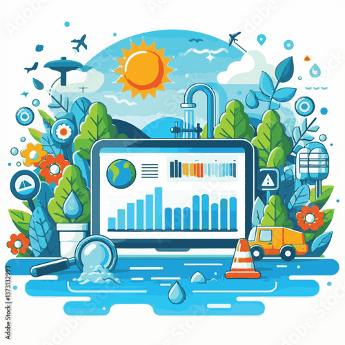 nature, water, environment, day, blue, save, background, earth, ecology, drop, world, conservation, concept, planet, vector, natural, environmental, clean, protection, illustration, fresh, poster, gre
