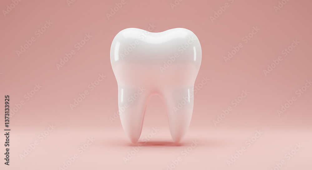 3D rendering of a human tooth with shiny white enamel on a soft background 3D rendering of a human tooth with shiny white enamel on a soft background