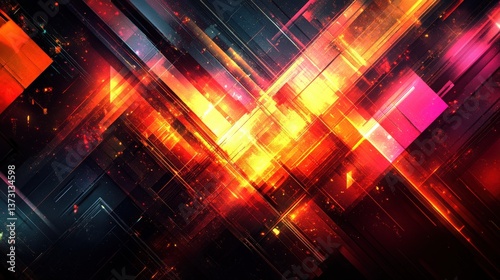 Vibrant Abstract Digital Background with Colorful Geometric Patterns