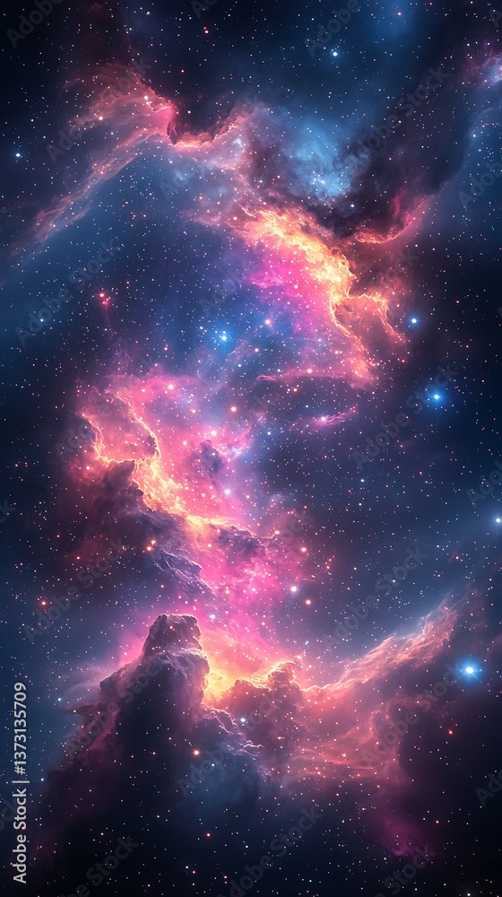 Naklejka premium Beautiful nebula explosion colorful clouds stars high resolution picture