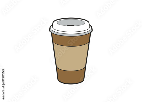 Disposable Coffee Cup with Black Lid and Brown Sleeve - Isolated on White Background, High-quality disposable coffee cup with a black lid and brown sleeve, perfect for branding and mockups.