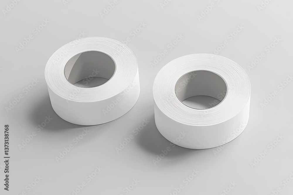Two rolls of blank white adhesive tape Two rolls of blank white adhesive tape