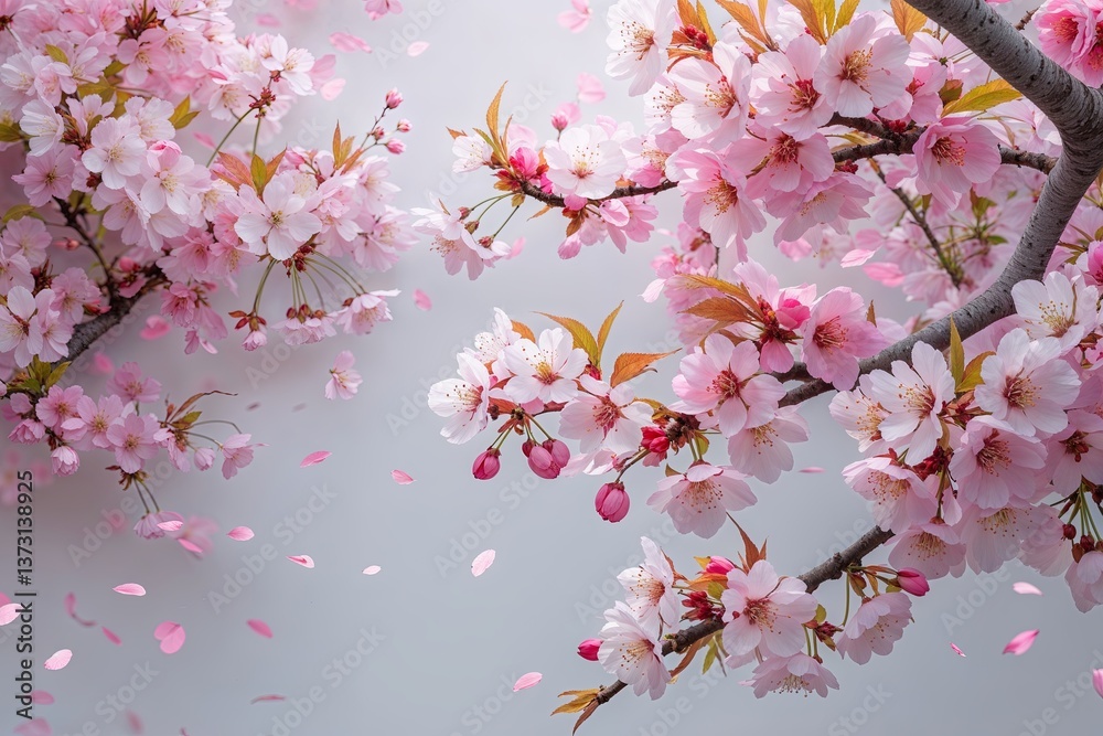 Fototapeta premium Cherry Blossom Wonderland Spring Experience on White Background