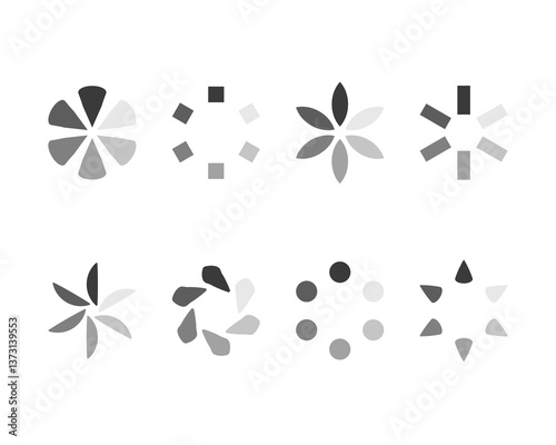 Collection Loading bar status icon. Vector illustration. Set of vector loaded icons. Download progress. Donload or Upload.