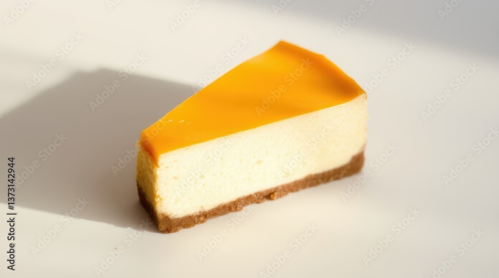 Delicious Slice of Cheesecake with Smooth Mango Topping Delicious Slice of Cheesecake with Smooth Mango Topping