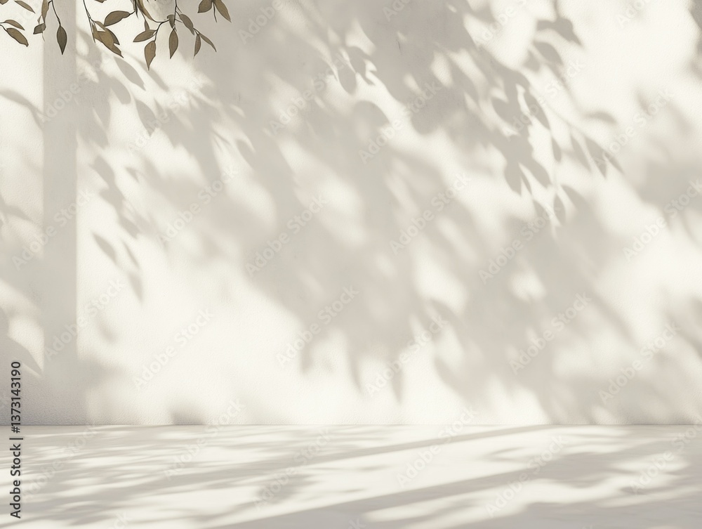 Shadows on concrete wall from tree leaves. Sunlight creates a serene, minimalistic atmosphere in the courtyard. Shadows on concrete wall from tree leaves. Sunlight creates a serene, minimalistic atmosphere in the courtyard.