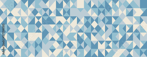 Abstract geometric pattern featuring a calming palette of blues and creams.  Ideal for backgrounds, website design, or textile prints.