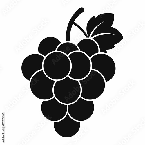 Minimalist Grapes Silhouette Vector on White Background