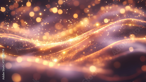 Fototapeta Naklejka Na Ścianę i Meble -  Luminous dreamy 3d abstraction with sweeping arcs for serene weightless tranquility. Weightless Spark. Illustration