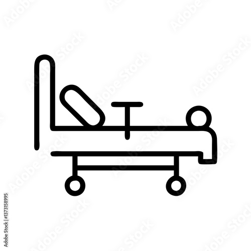 Icon of a hospital bed in minimalist style on a clear background  