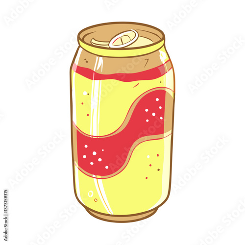 Soda can icon with vibrant colors, refreshing beverage concept