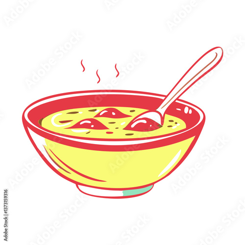 Warm soup bowl icon with steam, comforting food concept