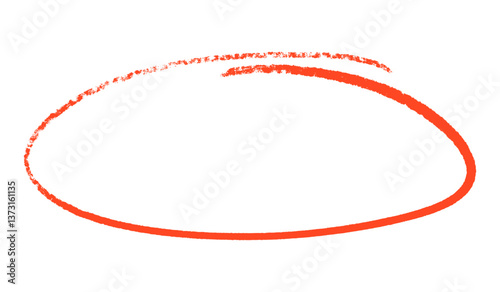 Freehand rough marker oval hand drawn with red marker
