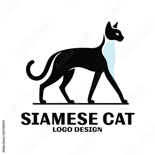 Siamese Cat Vector Logo Design