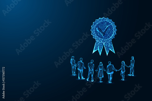 Business excellence and quality certification concept, digital award ribbon, vector illustration