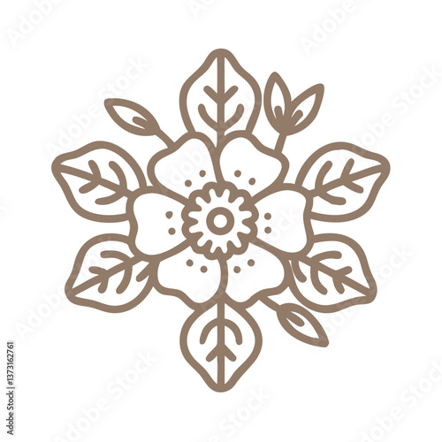 Cistus Creticus Flower Line Art Illustration