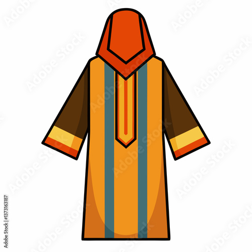 Minimalist Djellaba Vector on White Background