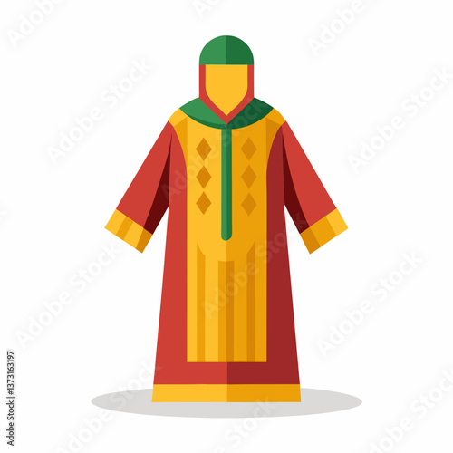 Minimalist Djellaba Vector on White Background