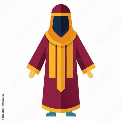 Minimalist Djellaba Vector on White Background