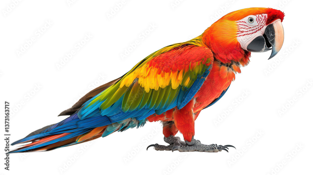 Fototapeta premium Scarlet Macaw parrot on a white background