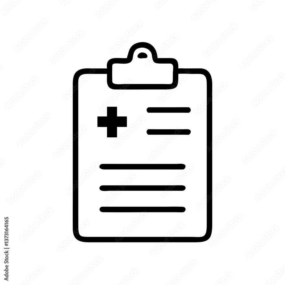 Medical clipboard icon in minimalist style on clear background Medical clipboard icon in minimalist style on clear background