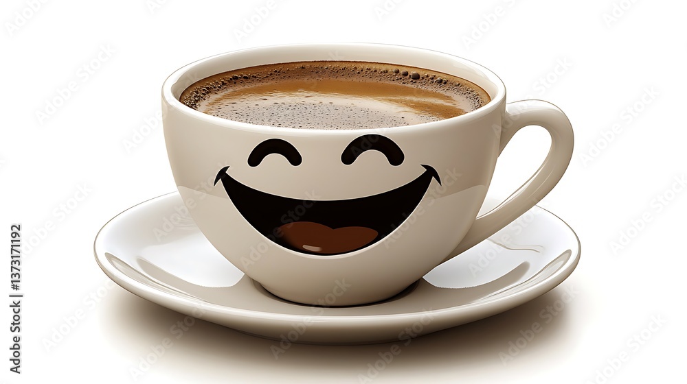 Obraz premium An isolated vector of a smiling coffee cup with a swirl.