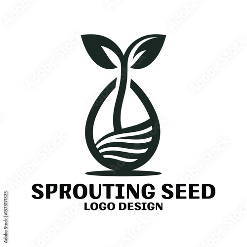 Sprouting Seed Vector Logo Design