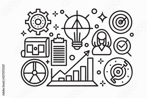 Wallpaper Mural  thin line business and strategy icons Torontodigital.ca