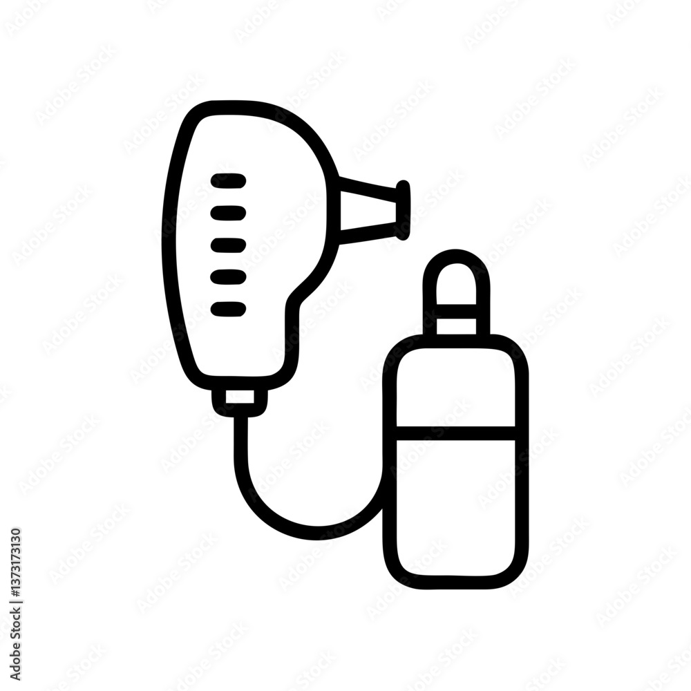 Nebulizer icon with hose and medication container illustration Nebulizer icon with hose and medication container illustration