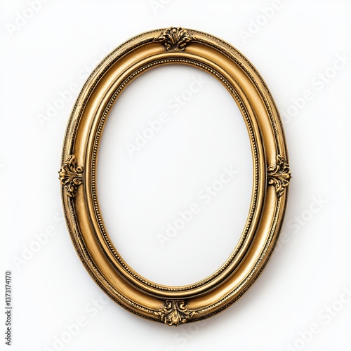 antique-style oval gold frame on white background